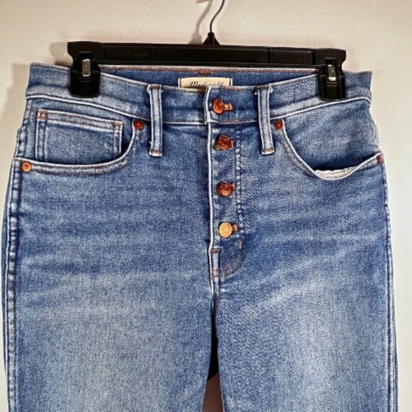 MADEWELL 10" Button Front High Rise Frayed Hem Skinny Jean Size 6/28 - Picture 3 of 12